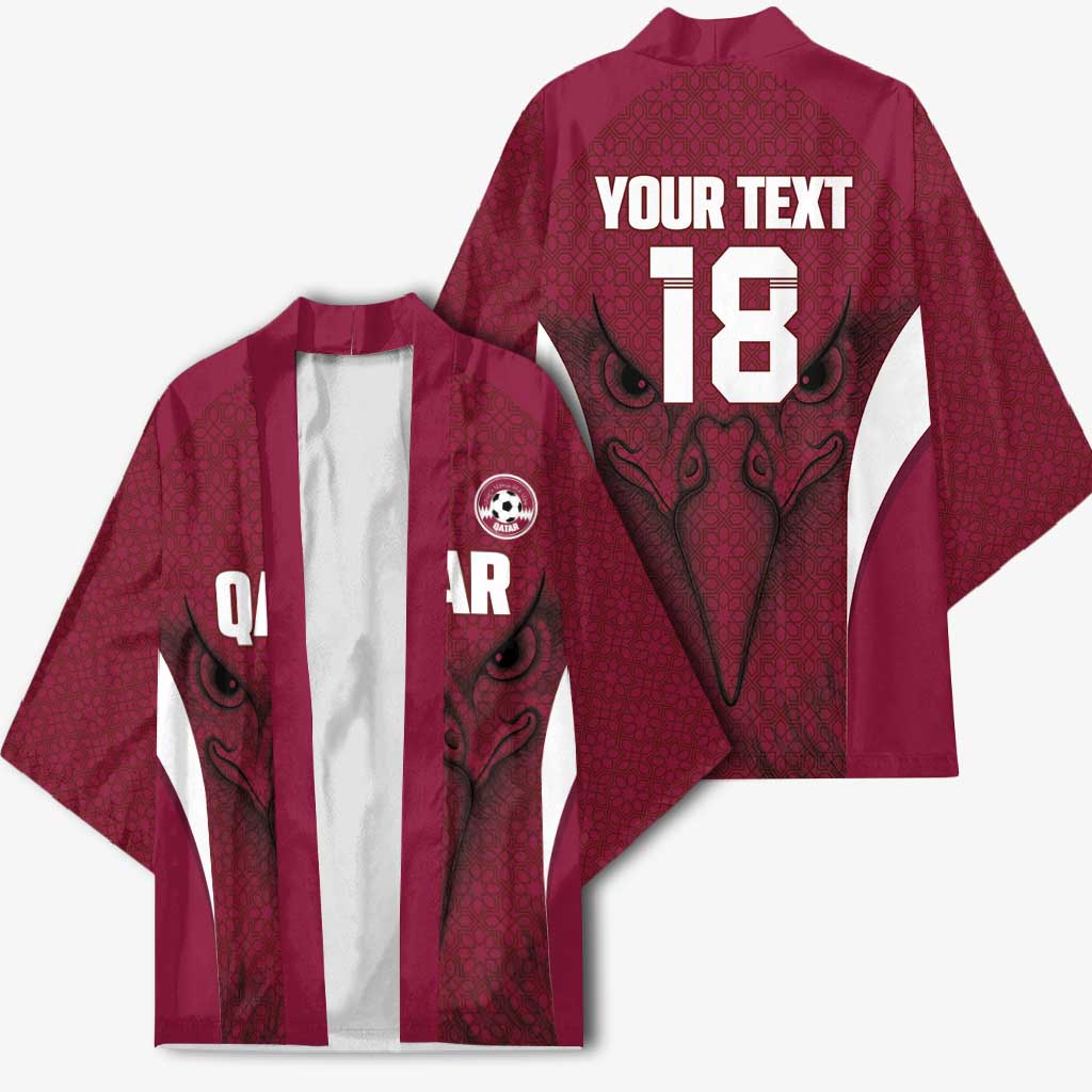 Custom Qatar Football Kimono Maroon Falcon Spirit Red Version - Wonder Print Shop