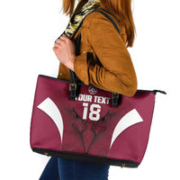 Custom Qatar Football Leather Tote Bag Maroon Falcon Spirit Red Version - Wonder Print Shop