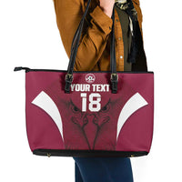 Custom Qatar Football Leather Tote Bag Maroon Falcon Spirit Red Version - Wonder Print Shop