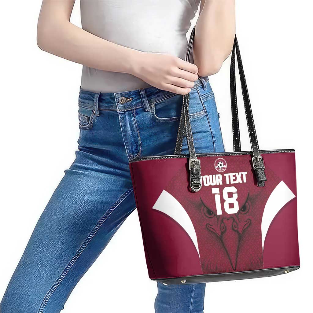 Custom Qatar Football Leather Tote Bag Maroon Falcon Spirit Red Version - Wonder Print Shop