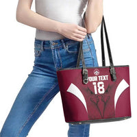 Custom Qatar Football Leather Tote Bag Maroon Falcon Spirit Red Version - Wonder Print Shop