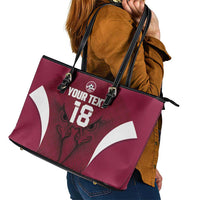 Custom Qatar Football Leather Tote Bag Maroon Falcon Spirit Red Version - Wonder Print Shop
