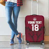 Custom Qatar Football Luggage Cover Maroon Falcon Spirit Red Version - Wonder Print Shop