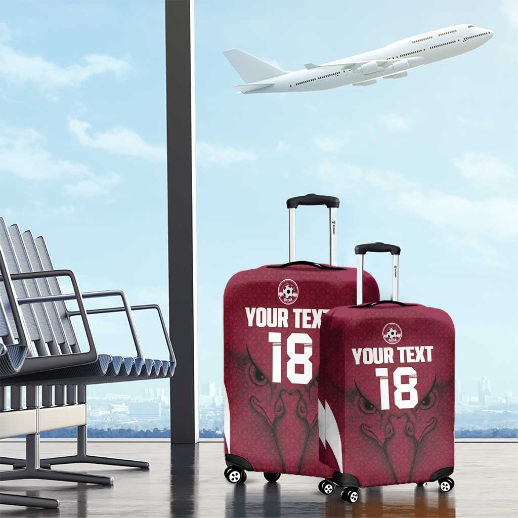 Custom Qatar Football Luggage Cover Maroon Falcon Spirit Red Version - Wonder Print Shop