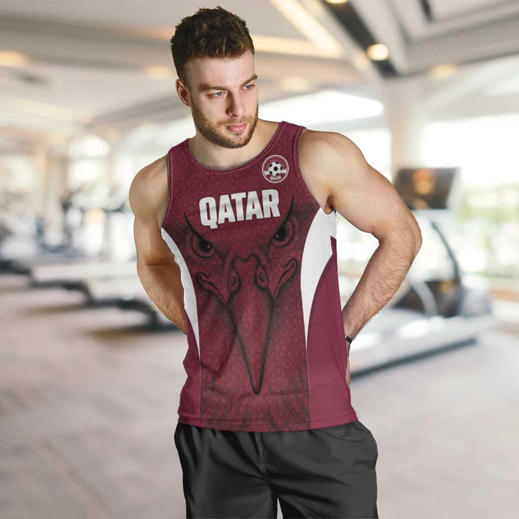 Custom Qatar Football Men Tank Top Maroon Falcon Spirit Red Version - Wonder Print Shop