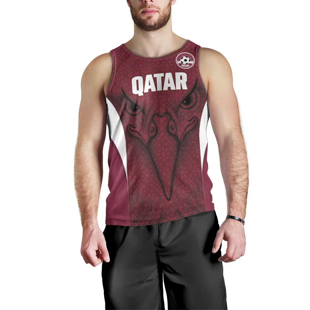 Custom Qatar Football Men Tank Top Maroon Falcon Spirit Red Version - Wonder Print Shop