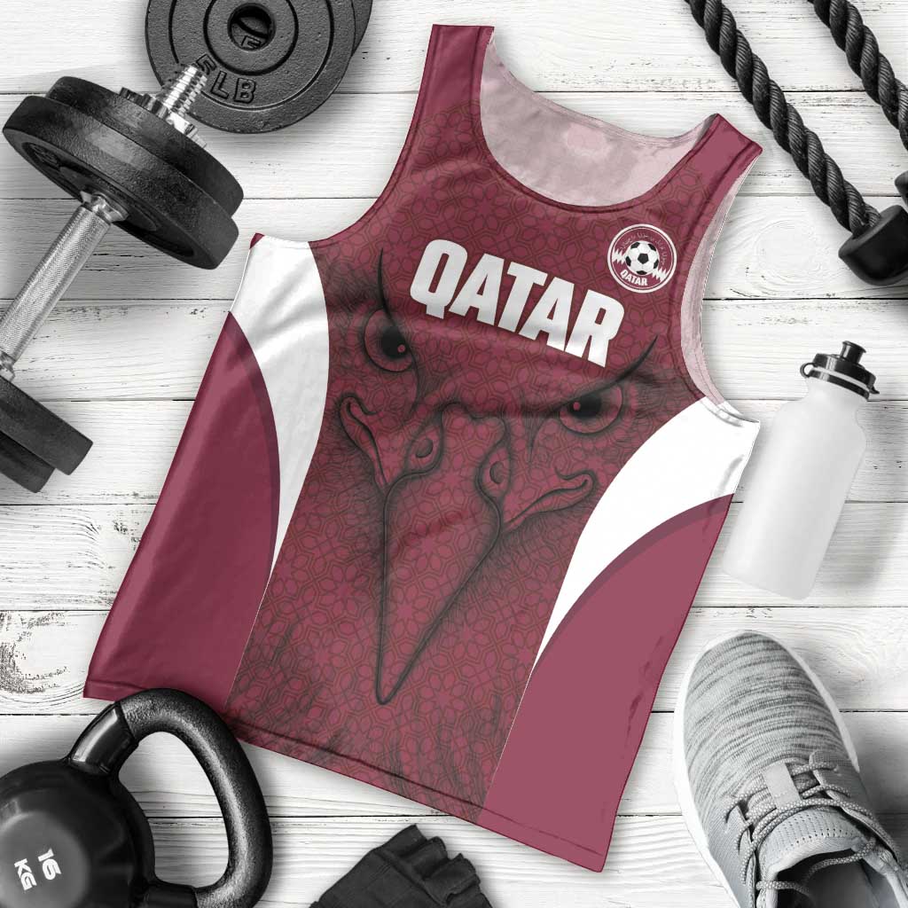Custom Qatar Football Men Tank Top Maroon Falcon Spirit Red Version - Wonder Print Shop