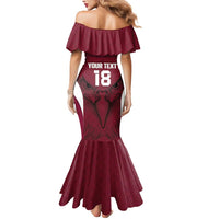 Custom Qatar Football Mermaid Dress Maroon Falcon Spirit Red Version - Wonder Print Shop