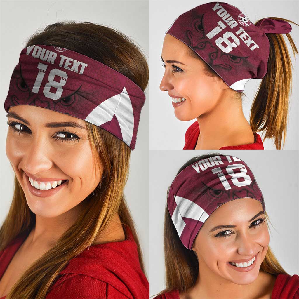 Custom Qatar Football Neck Gaiter Maroon Falcon Spirit Red Version - Wonder Print Shop