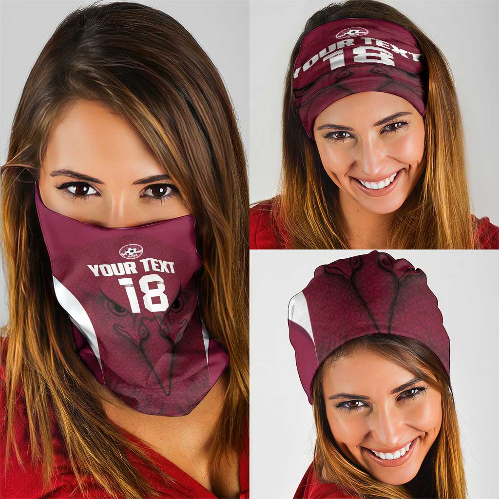 Custom Qatar Football Neck Gaiter Maroon Falcon Spirit Red Version - Wonder Print Shop