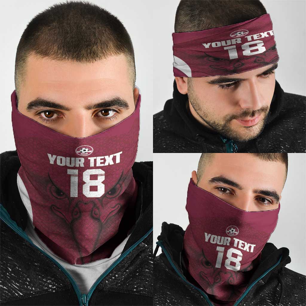 Custom Qatar Football Neck Gaiter Maroon Falcon Spirit Red Version - Wonder Print Shop