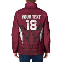 Custom Qatar Football Padded Jacket Maroon Falcon Spirit Red Version - Wonder Print Shop