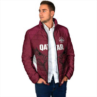 Custom Qatar Football Padded Jacket Maroon Falcon Spirit Red Version - Wonder Print Shop