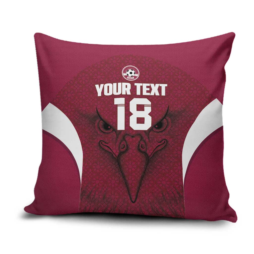 Custom Qatar Football Pillow Cover Maroon Falcon Spirit Red Version - Wonder Print Shop