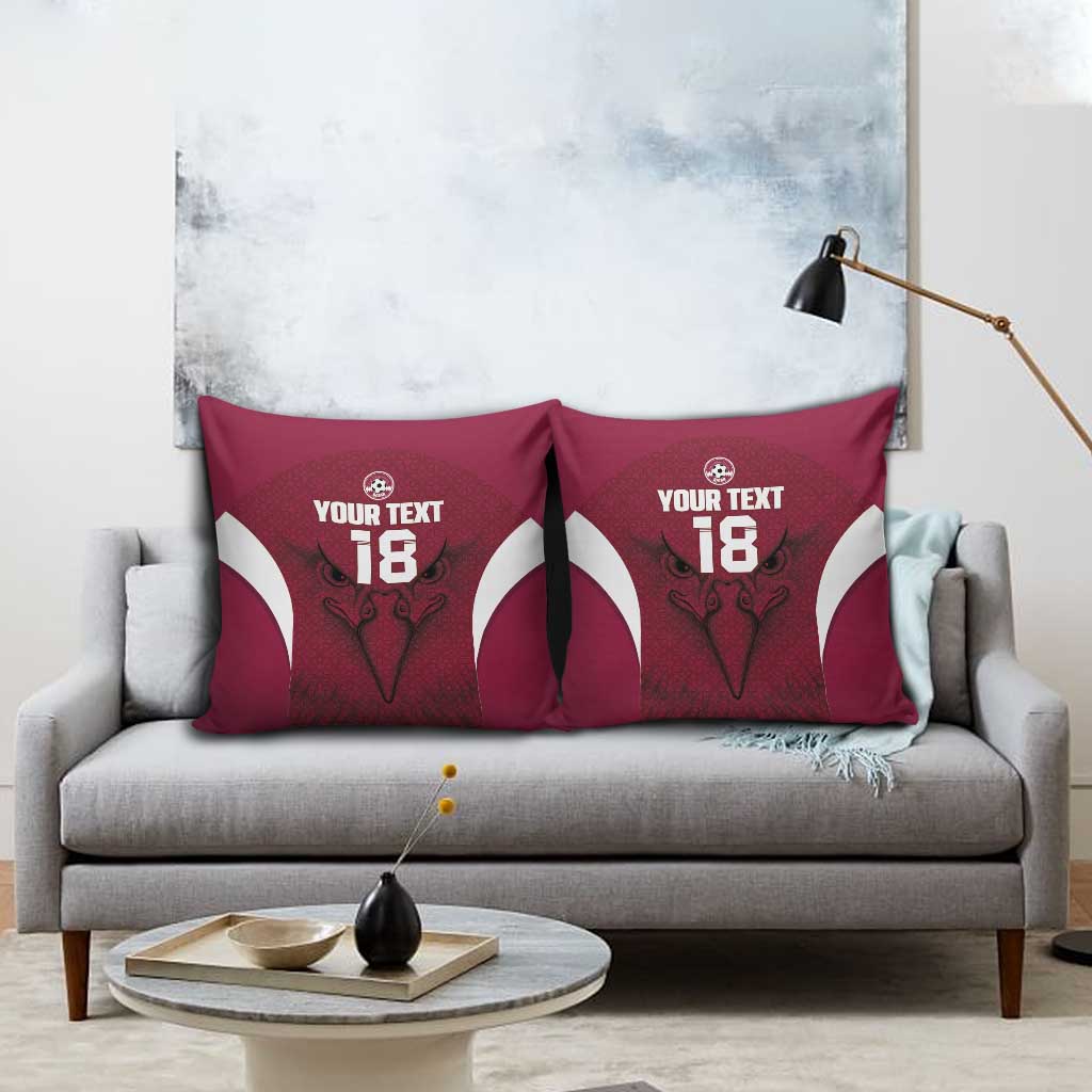 Custom Qatar Football Pillow Cover Maroon Falcon Spirit Red Version - Wonder Print Shop