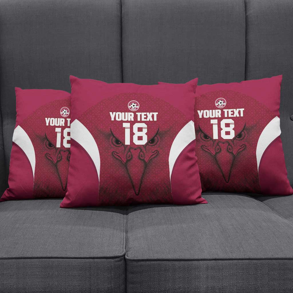 Custom Qatar Football Pillow Cover Maroon Falcon Spirit Red Version - Wonder Print Shop