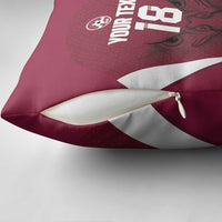 Custom Qatar Football Pillow Cover Maroon Falcon Spirit Red Version - Wonder Print Shop