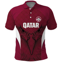 Custom Qatar Football Polo Shirt Maroon Falcon Spirit Red Version - Wonder Print Shop