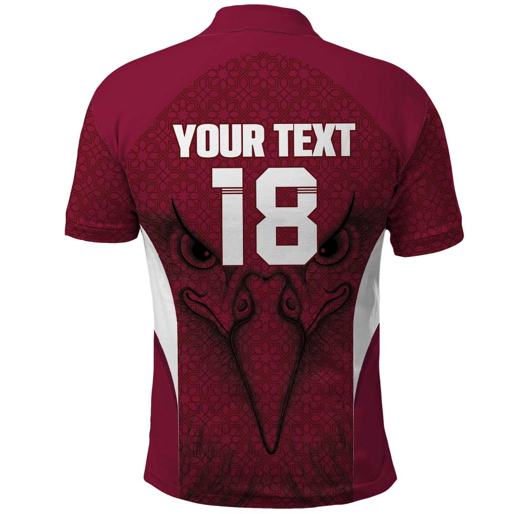 Custom Qatar Football Polo Shirt Maroon Falcon Spirit Red Version - Wonder Print Shop