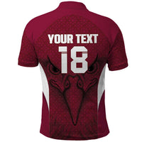 Custom Qatar Football Polo Shirt Maroon Falcon Spirit Red Version - Wonder Print Shop