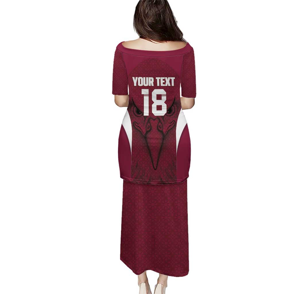 Custom Qatar Football Puletasi Maroon Falcon Spirit Red Version - Wonder Print Shop