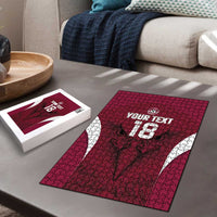 Custom Qatar Football Puzzle Maroon Falcon Spirit Red Version - Wonder Print Shop