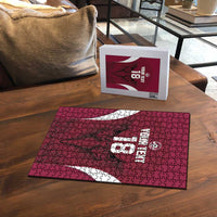 Custom Qatar Football Puzzle Maroon Falcon Spirit Red Version - Wonder Print Shop