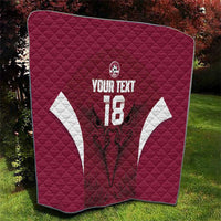 Custom Qatar Football Quilt Maroon Falcon Spirit Red Version - Wonder Print Shop