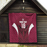 Custom Qatar Football Quilt Maroon Falcon Spirit Red Version - Wonder Print Shop