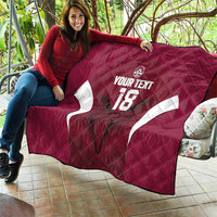 Custom Qatar Football Quilt Maroon Falcon Spirit Red Version - Wonder Print Shop