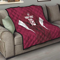 Custom Qatar Football Quilt Maroon Falcon Spirit Red Version - Wonder Print Shop