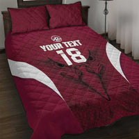 Custom Qatar Football Quilt Bed Set Maroon Falcon Spirit Red Version - Wonder Print Shop