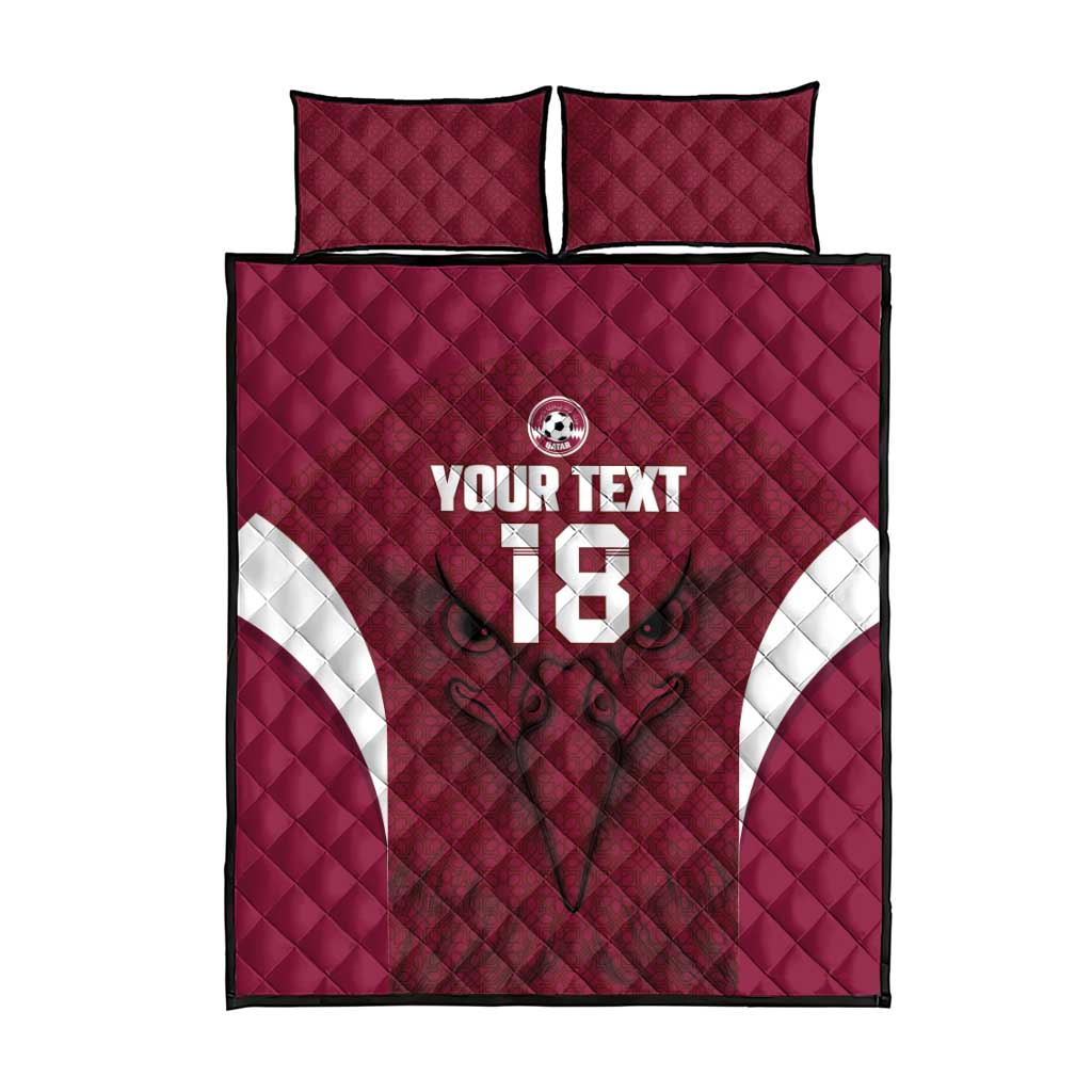 Custom Qatar Football Quilt Bed Set Maroon Falcon Spirit Red Version - Wonder Print Shop
