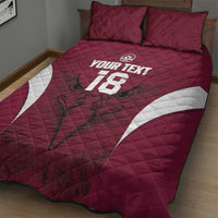 Custom Qatar Football Quilt Bed Set Maroon Falcon Spirit Red Version - Wonder Print Shop