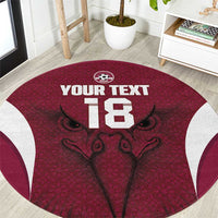Custom Qatar Football Round Carpet Maroon Falcon Spirit Red Version - Wonder Print Shop