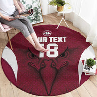 Custom Qatar Football Round Carpet Maroon Falcon Spirit Red Version - Wonder Print Shop