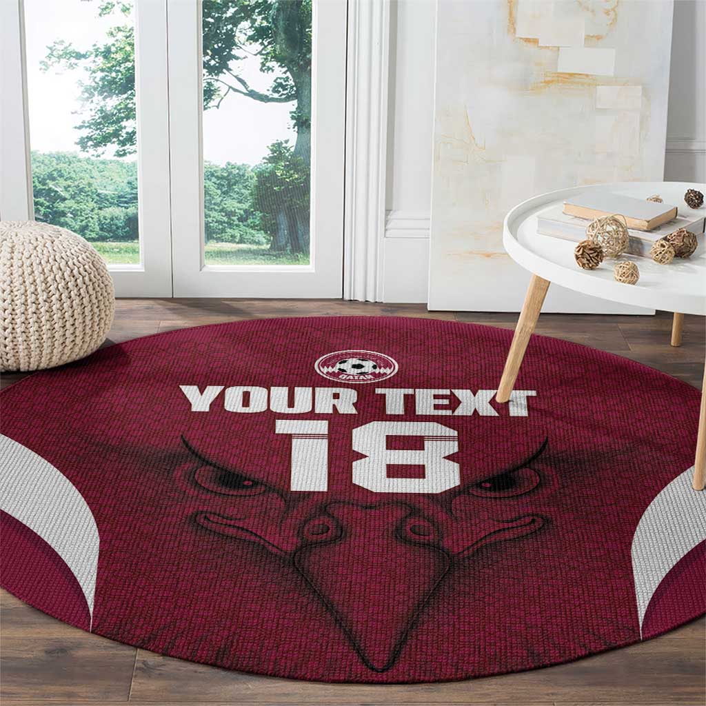 Custom Qatar Football Round Carpet Maroon Falcon Spirit Red Version - Wonder Print Shop