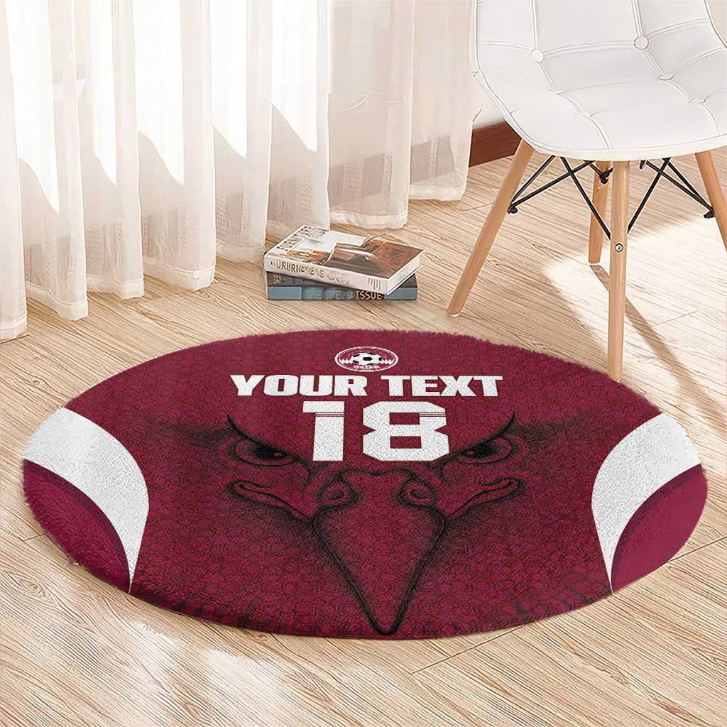 Custom Qatar Football Round Carpet Maroon Falcon Spirit Red Version - Wonder Print Shop