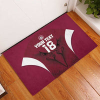 Custom Qatar Football Rubber Doormat Maroon Falcon Spirit Red Version - Wonder Print Shop