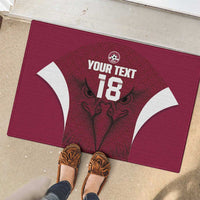 Custom Qatar Football Rubber Doormat Maroon Falcon Spirit Red Version - Wonder Print Shop
