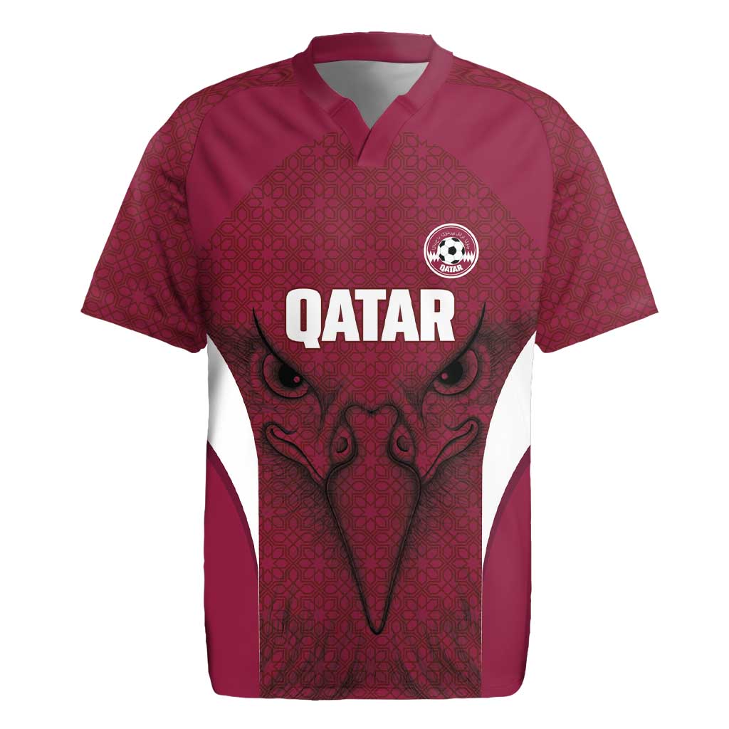 Custom Qatar Football Rugby Jersey Maroon Falcon Spirit Red Version - Wonder Print Shop
