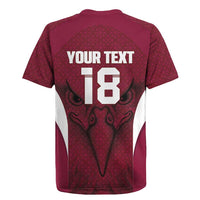 Custom Qatar Football Rugby Jersey Maroon Falcon Spirit Red Version - Wonder Print Shop