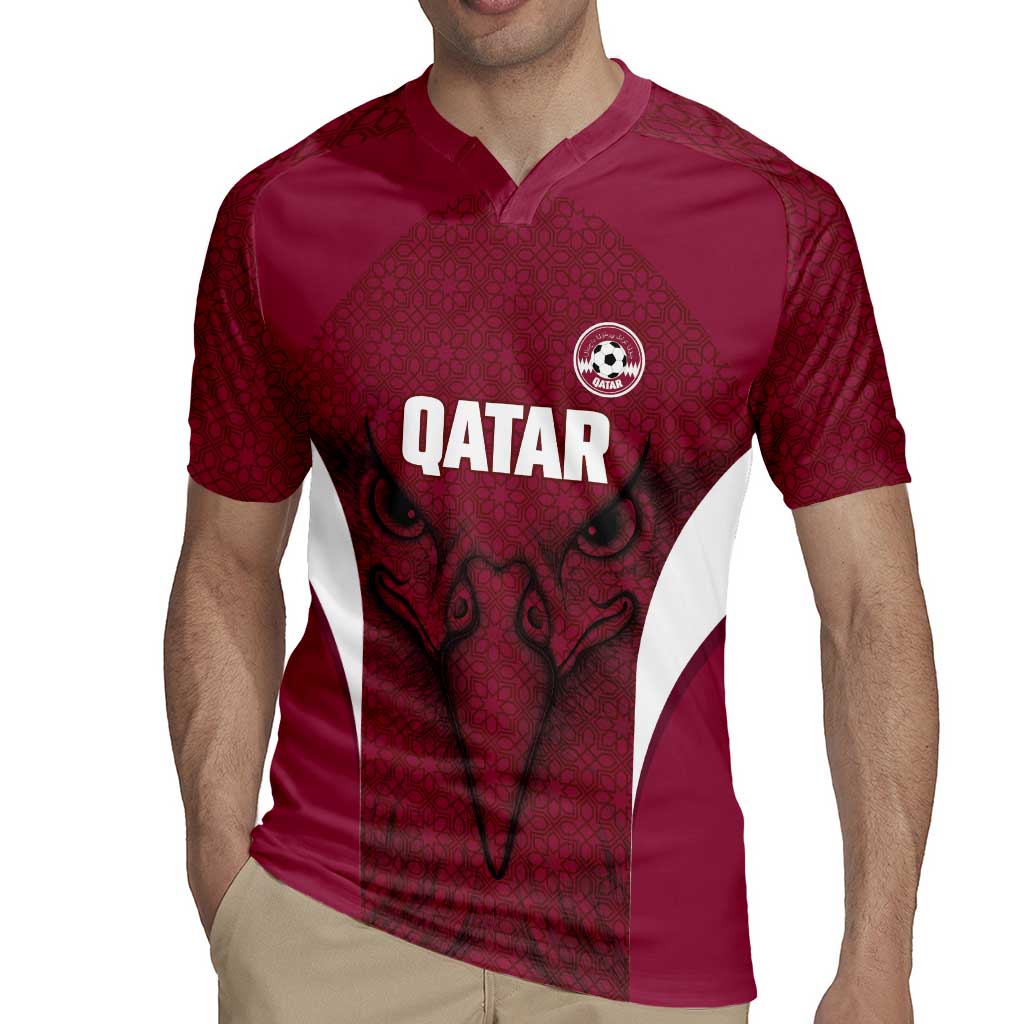 Custom Qatar Football Rugby Jersey Maroon Falcon Spirit Red Version - Wonder Print Shop