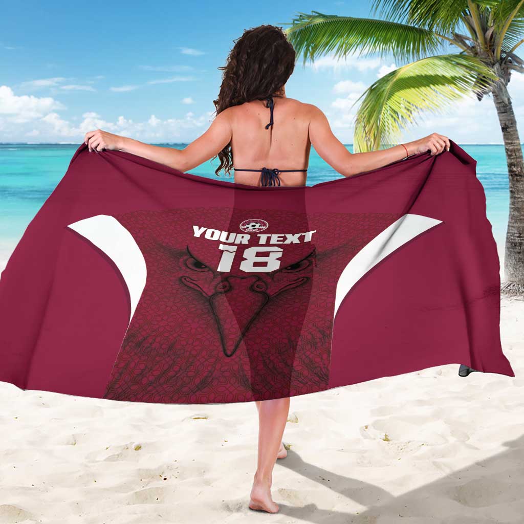 Custom Qatar Football Sarong Maroon Falcon Spirit Red Version - Wonder Print Shop