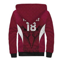 Custom Qatar Football Sherpa Hoodie Maroon Falcon Spirit Red Version - Wonder Print Shop