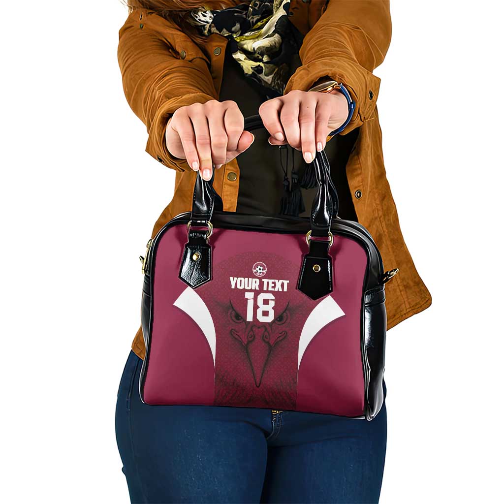 Custom Qatar Football Shoulder Handbag Maroon Falcon Spirit Red Version - Wonder Print Shop