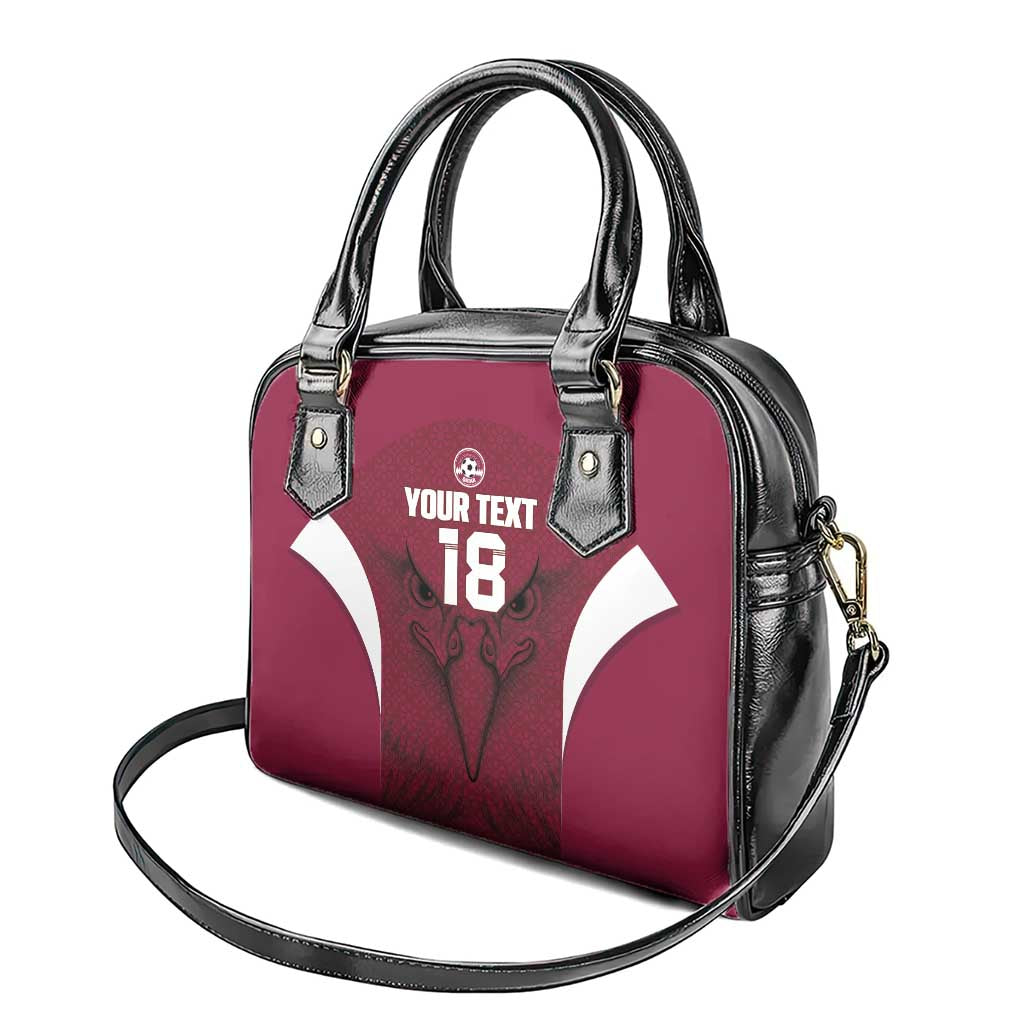 Custom Qatar Football Shoulder Handbag Maroon Falcon Spirit Red Version - Wonder Print Shop