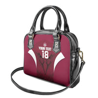 Custom Qatar Football Shoulder Handbag Maroon Falcon Spirit Red Version - Wonder Print Shop