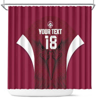 Custom Qatar Football Shower Curtain Maroon Falcon Spirit Red Version - Wonder Print Shop