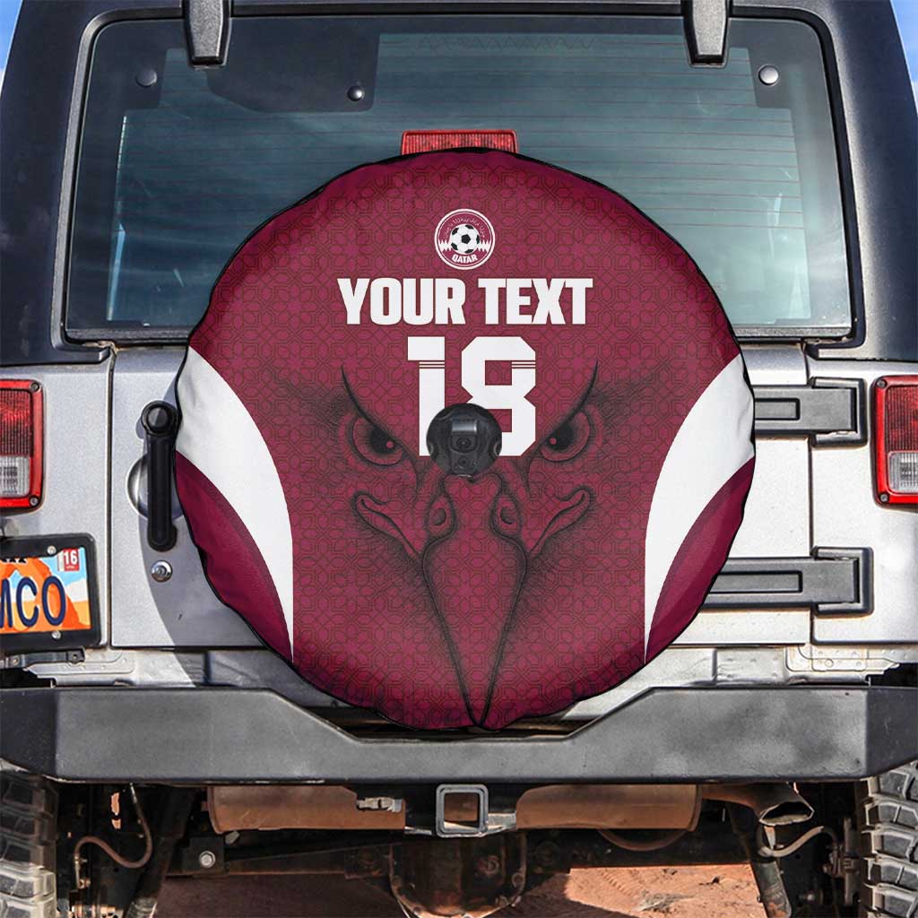 Custom Qatar Football Spare Tire Cover Maroon Falcon Spirit Red Version - Wonder Print Shop